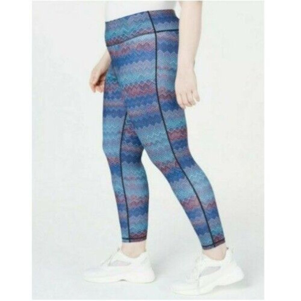 Ideology Women Multi Chevron Leggings Plus Fitness Yoga Running Athletic Navy 3X - Picture 2 of 3